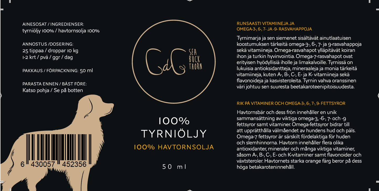 CdG Sea buckthorn - tyrniöljy koirille