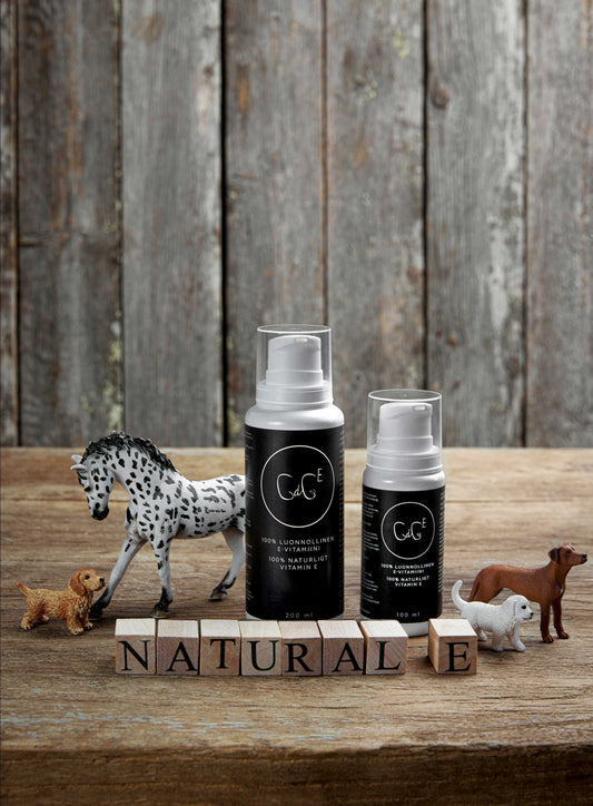 Luonnollinen E-vitamiini hevosille ja koirille